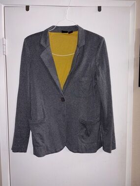 Material Girl Gray Blazer w/ Yellow Lining – Size